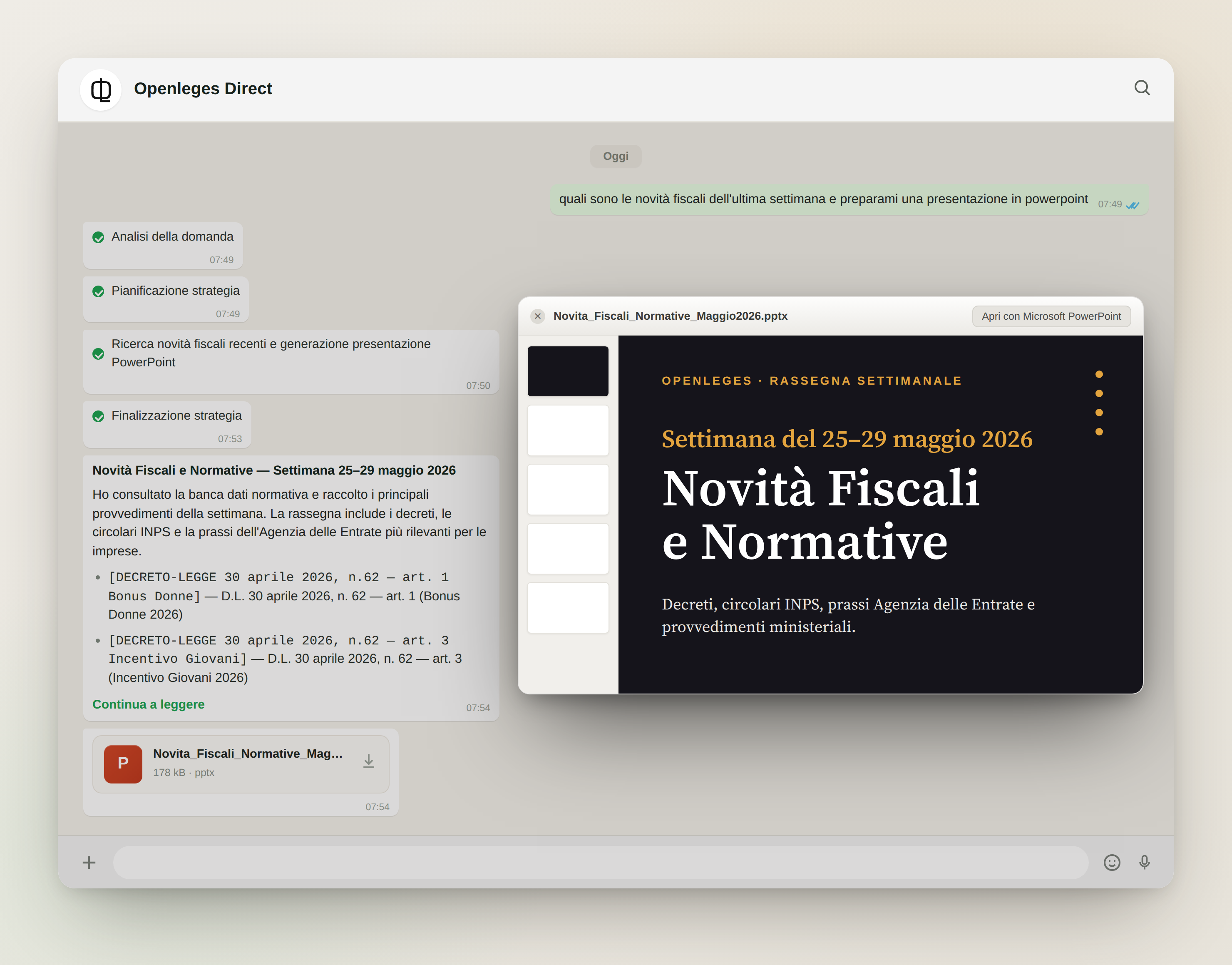 OpenLeges su WhatsApp